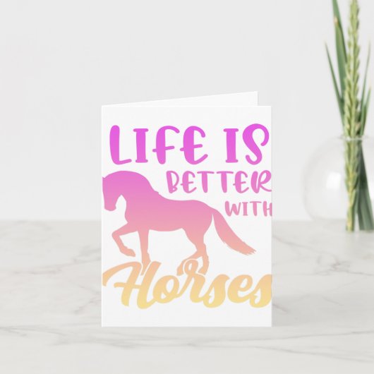 Cute Life is beter bij paarden Funny Horseback Ri Kaart (Voorkant)