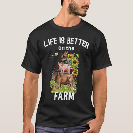 Cute Life Is Better On Farm Farmer Funny Farmer Li T-shirt (Voorkant)