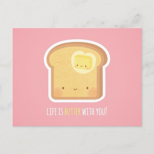 Cute Life is Butter met You Love Pun Briefkaart (Voorkant)