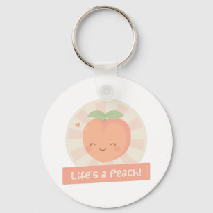 Cute Life is een Peach Fruit Pun Sleutelhanger