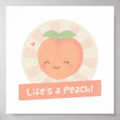 Cute Life is een Poster met peach Fruit Pun (Voorkant)