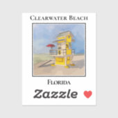 Cute Lifeguard Tower, Clearwater Beach Florida Sticker (Vel)