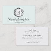 Cute Light Aqua Monogram Beauty Salon Cosmetology Visitekaartje (Voorkant / Achterkant)