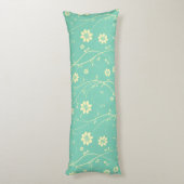 Cute Light Beige & Green Delicate Floral Pattern Lichaamskussen (Achterkant (Verticaal))