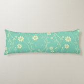 Cute Light Beige & Green Delicate Floral Pattern Lichaamskussen (Voorkant)