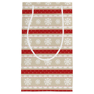 Cute Light Beige White Snowflakes kerstdesign Klein Cadeauzakje