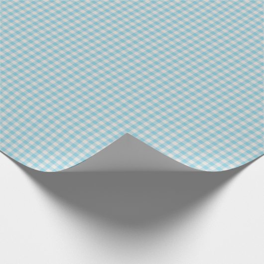 Cute  Light Blue Gingham Pset Pattern Cadeaupapier (Hoek)