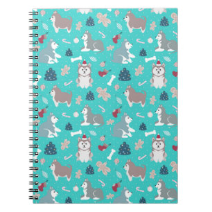 Cute Light Blue Kerstmis Husky Dog-laptop Notitieboek