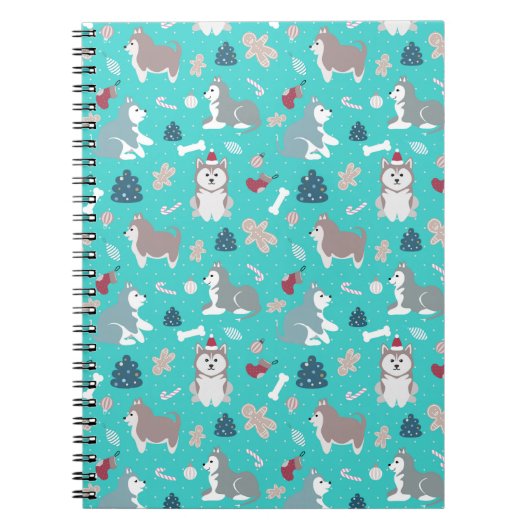 Cute Light Blue Kerstmis Husky Dog-laptop Notitieboek (Voorkant)