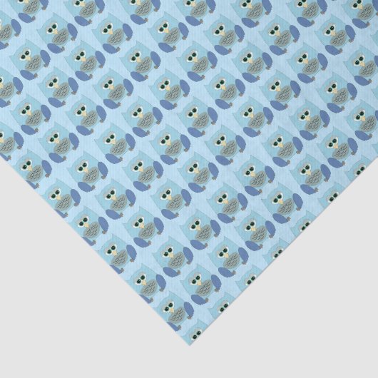 Cute Light Blue Owl Pattern  Tissuepapier (Detail)