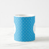 Cute Light Blue Polka Dot Pattern Monogram Koffiemok (Center)