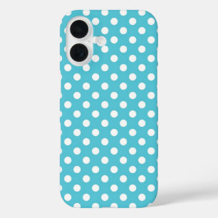 Cute Light Blue Polka Dots Pattern iPhone 16 Hoesje