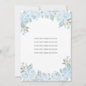 Cute Light Blue Silver Floral Princess Quinceañera Kaart (Achterkant)