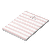 Cute Light Blush Pink Waterverf Stripes Monogram Notitieblok (Linkerzijde)