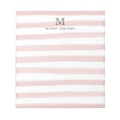 Cute Light Blush Pink Waterverf Stripes Monogram Notitieblok (Voorkant)
