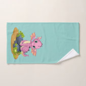 Cute Light Green Baby Dinosaur Monogram Name Baby Bad Handdoek (Handdoek)