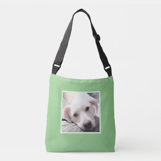 Cute Light Green Tired White Puppy Dog Cros Crossbody Tas (Voorkant)