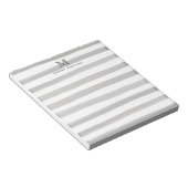 Cute Light Grey Slate Waterverf Stripes Monogram Notitieblok (Schuin)