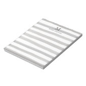 Cute Light Grey Slate Waterverf Stripes Monogram Notitieblok (Linkerzijde)