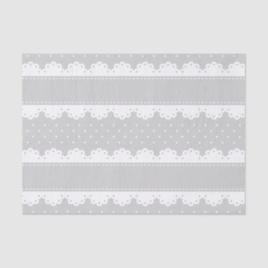 Cute Light Grey White Polka Dot Lace Pattern Tissuepapier (Voorkant)