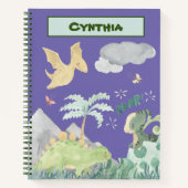 Cute Light Paarse Waterverf Dinosaur Notitieboek (Voorkant)