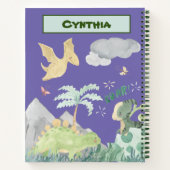 Cute Light Paarse Waterverf Dinosaur Notitieboek (Achterkant)