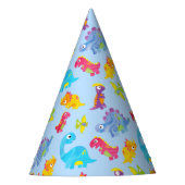 Cute Light Pastel Blue Baby Dinosaur Birthday Feesthoedjes (Voorkant)