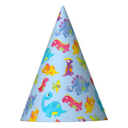 Cute Light Pastel Blue Baby Dinosaur Birthday Feesthoedjes