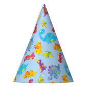Cute Light Pastel Blue Baby Dinosaur Birthday Feesthoedjes (Links)