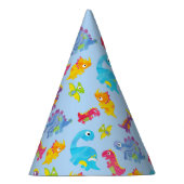 Cute Light Pastel Blue Baby Dinosaur Birthday Feesthoedjes (Rechts)
