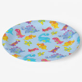 Cute Light Pastel Blue Baby Dinosaur Birthday Papieren Bordje (Gekanteld)