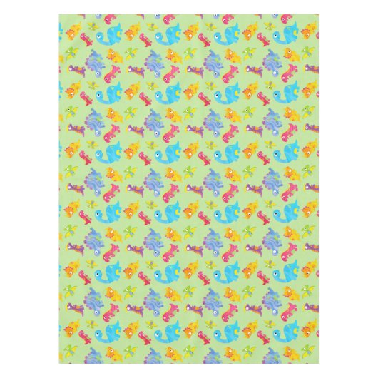 Cute Light Pastel Green Baby Dinosaur Birthday Tafelkleed (Voorkant)