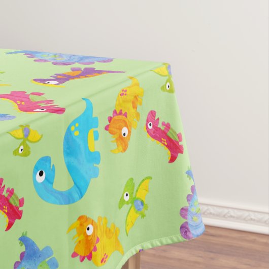 Cute Light Pastel Green Baby Dinosaur Birthday Tafelkleed (Voorbeeld)