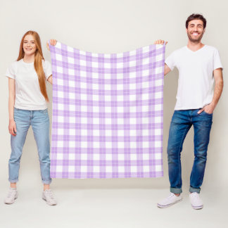 Cute Light Purple Plaid Simple Classic Fleece Deken