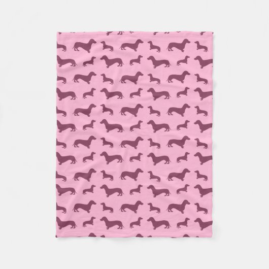 Cute light roze dachshond patroon fleece deken (Voorkant)