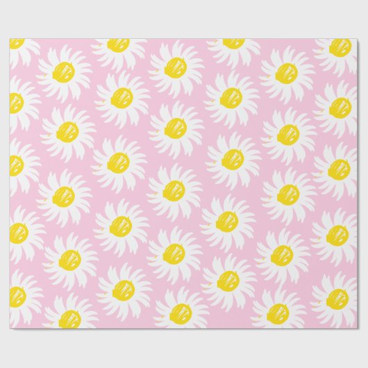 Cute light roze daisy floral spring chic cadeaupapier (Vlak)
