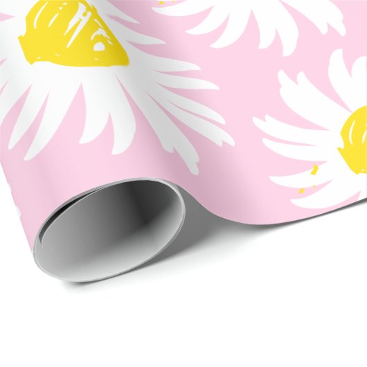 Cute light roze daisy floral spring chic cadeaupapier (Rol Hoek)