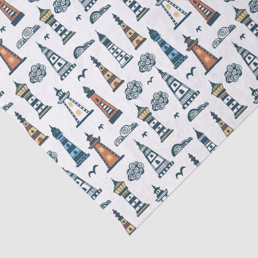 Cute Lighthouse Pattern Tissuepapier (Detail)