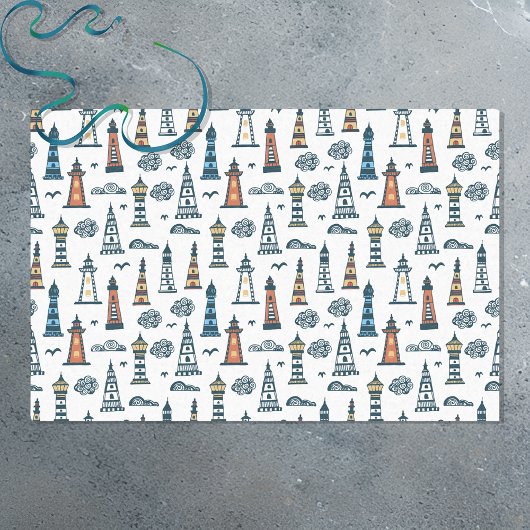 Cute Lighthouse Pattern Tissuepapier