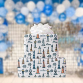 Cute Lighthouse Pattern | wit Cadeaupapier