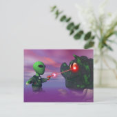 Cute lil Alien & Blob Briefkaart (Staand voorkant)