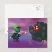 Cute lil Alien & Blob Briefkaart (Voorkant / Achterkant)