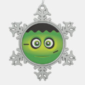Cute Lil' Frankenstein emoji Happy Halloween Tin Sneeuwvlok Ornament (Voorkant)