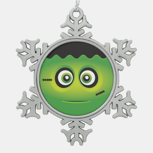 Cute Lil' Frankenstein emoji Happy Halloween Tin Sneeuwvlok Ornament (Voorkant)