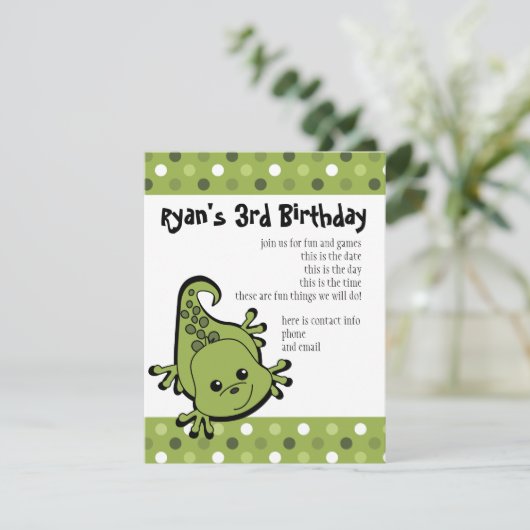 Cute Lil' Lizard Kaart (Staand voorkant)