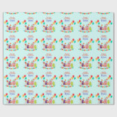 Cute lil monster cartoon leuke verjaardagsfeestje cadeaupapier (Vlak)