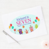 Cute lil monster cartoon leuke verjaardagsfeestje ovale sticker (Envelop)