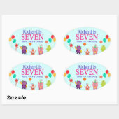 Cute lil monster cartoon leuke verjaardagsfeestje ovale sticker (Vel)