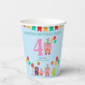 Cute lil monster cartoon leuke verjaardagsfeestje papieren bekers (Achterkant)