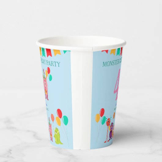Cute lil monster cartoon leuke verjaardagsfeestje papieren bekers (Rechts)